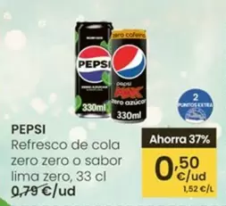 Pepsi - Refresco De Cola Zero Zero Zero O Sabor Lima Zero, 33 Cl