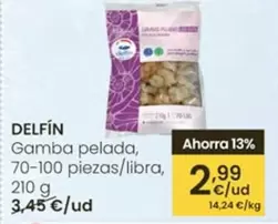 Delfín - Gamba Pelada, 70-100 Piezas/libra, 210 G