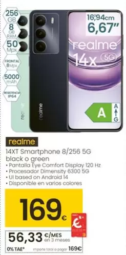 Realme - 14XT Smartphone Black O Green