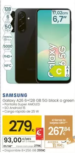 Samsung - Galaxy A26 Black O Green