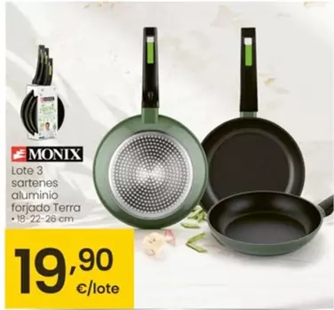 Monix - Lote 3 Sartenes Aluminio Forjado Terra