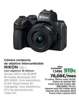Nikon - Camara Compacta De Objetivo Intercambiable