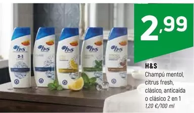 h&s - Champú Mentol, Citrus Fresh, Clasico, Anticaída O Clasico