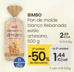Bimbo - Pan De Molde Blanco Rebanada Estilo Artesano