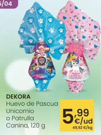 Dekora - Huevo De Pascua Unicornio O Patrulla Canina