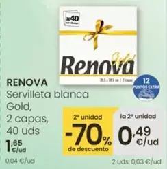 Renova - Servilleta Blanca Gold