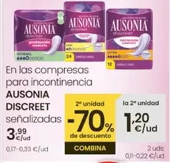 Ausonia - Discreet En Las Compresas Para Incontinencia