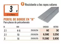 Solares - Perfil De Borde En "h"