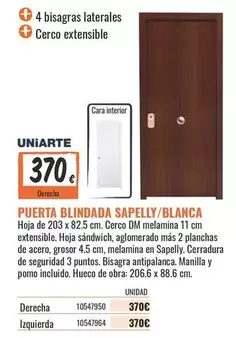 uniarte - Puerta Blindada Sapely/blanca