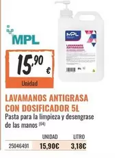 mpl - Lavamantos Antigrasa Con Dosificador