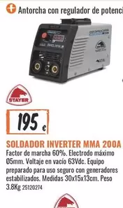 Stayer - ANTORCHA CON REGULADOR DE POTENCIA MAMA 200A