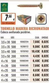 Tornillo Madera Bicromatado