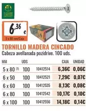 Tornillo Madera Cincado
