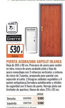 Dierre - Puerta Acorazada Sapelly/blanca