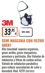 3m - Semi Mascara Con Filtro Abeki