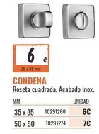 Roseta Cuadrada. Acabado Inox. Mm 35 X 35