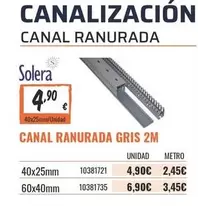 Solera - Canal Ranurada Gris 2m
