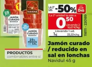 Navidul - Jamón Curado/Reducido En Sal En Lonchas