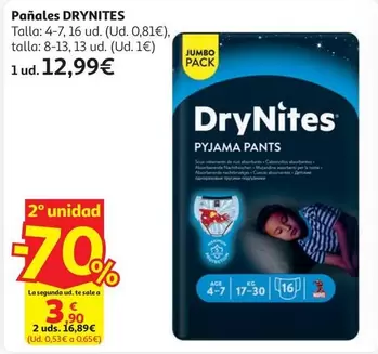 A-Pañal Dry Nites Niño T.4-7 Años 17-30kg 16 U