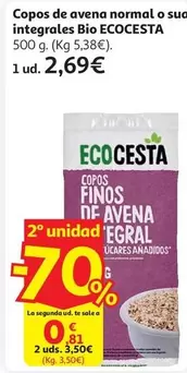 Copos De Avena Integrales Suaves Bio Ecocesta 500g