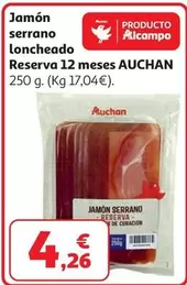 Auchan - Jamon Serrano Reserva 12 Meses O Bodega 10 Meses 250g
