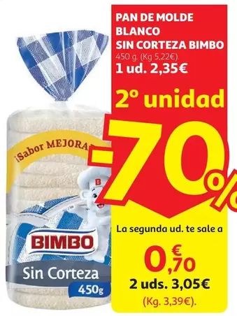 Bimbo - Pan Molde Blanco S/Corteza 450 G	