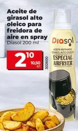 Diasol - Aceite De Girasol Alto Oleico Para Freidora De Aire En Spray