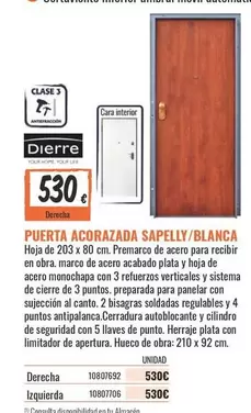Dierre - Puerta Acorazada Sapelly/blanca
