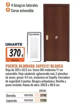 uniarte - Puerta Blindada Sapelly/blanca