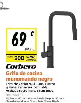 Corberó - Grifo De Cocina Monomando Negro