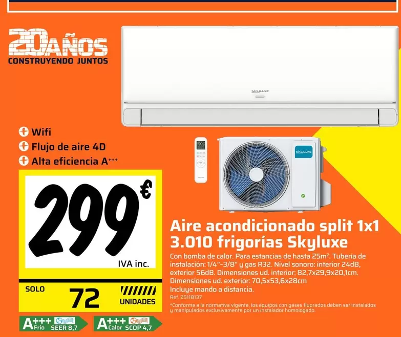 Juntos - Aire Acondicionado Split 1x3 3.010 Frigorias