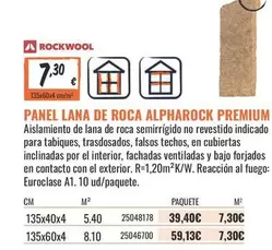 Rockwool - Panel Lana De Roca Alpharock Premium