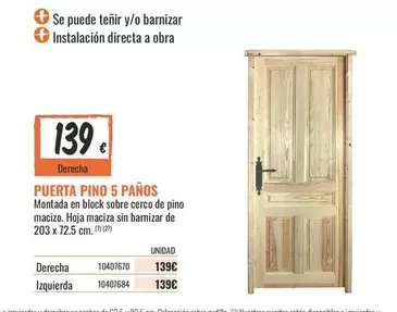 Block - Puerta Pino 5 Panos