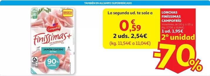 Campofrío - PECHUGA DE PAVO FINISSIMAS CAMPOFRIO LONCHAS 110G