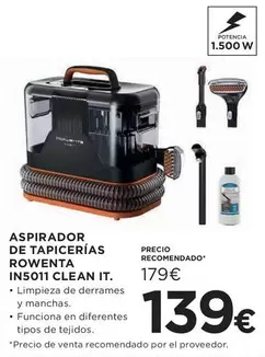 Rowenta - Aspirador De Tapicerias In5011 Clean It