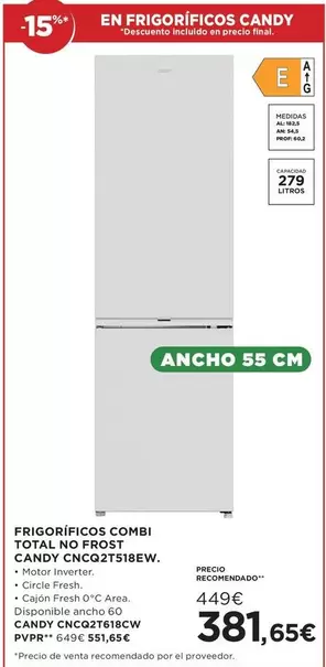 Candy - Frigorifico Combi Total No Frost