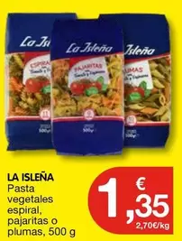 La Isleña - Pasta Vegetales Espiral, Pajaritas O Plumas