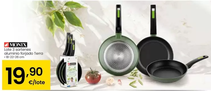 Monix - Lote 3 Sartenes Aluminio Forjado Terra