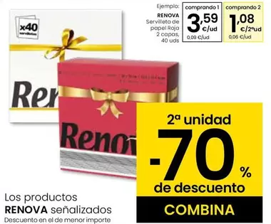 Renova - Servilleta De Papel Roja 2 Capas