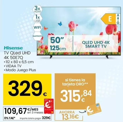 Hisense - TV QLed UHD 4K 50E7Q