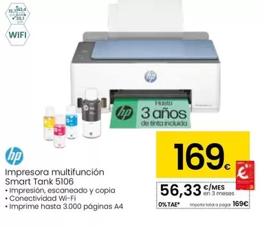 HP - Impresora Multifunción Smart Tank 5106
