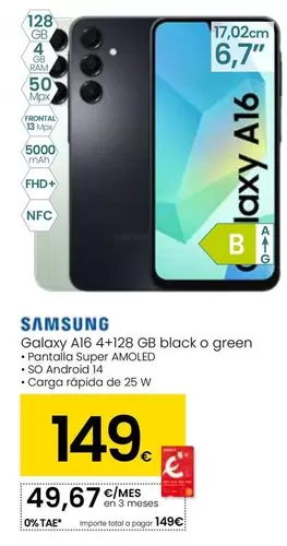 Samsung - Galaxy A16 Black O Green