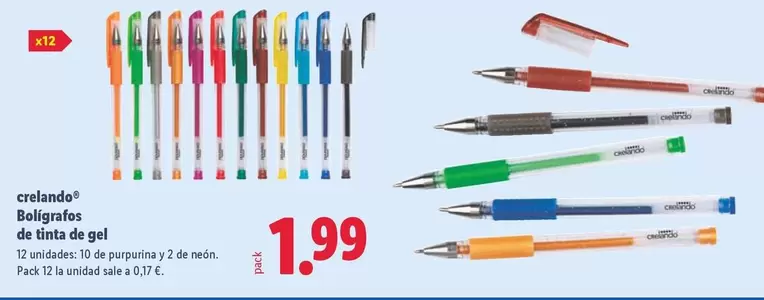 Crelando - Bolígrafos De Tinta De Gel 