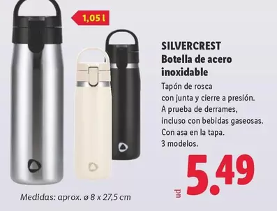 SilverCrest - Botella De Acero Inoxidable