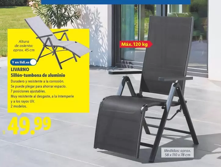 Livarno - Sillón-Tumbona De Aluminio