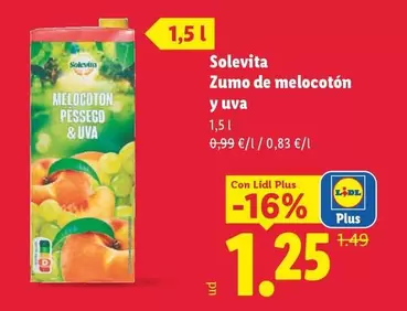 Solevita - Zumo De Melocoton Y Uva