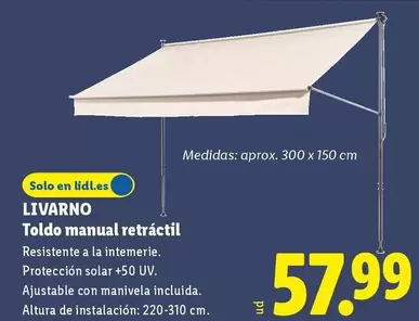 Livarno - Toldo Manual Retráctil
