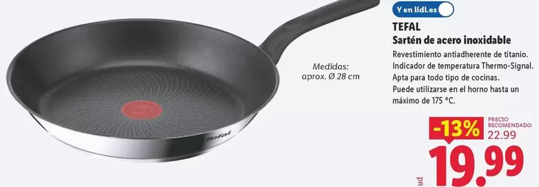 Tefal - Sarten De Asseino Inoxidable