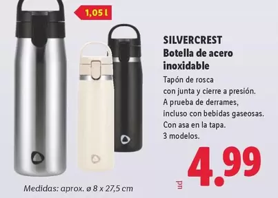 SilverCrest - Botella De Acero Inoxidable