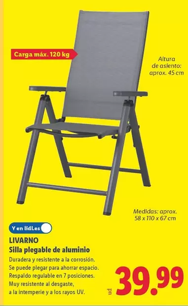 Livarno - Silla Plegable De Aluminio